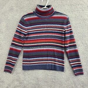 Talbots Petites Striped Vintage Turtleneck Women's Size P Ribbed Knit Cotton Top